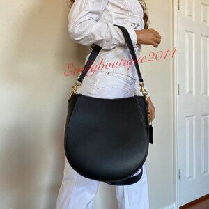 NWT Coach Retail 88344 Maddy Hobo Glovetanned Leather Black Crossbody Bag Pouch